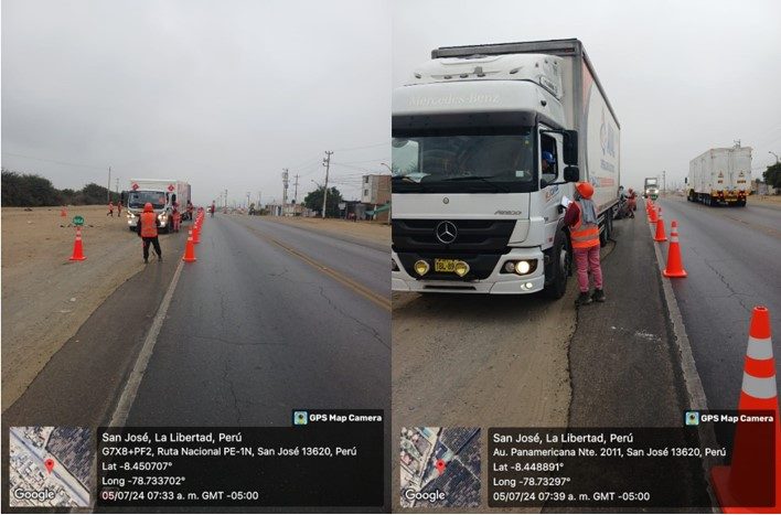 Encuesta de carga a camiones en carretera